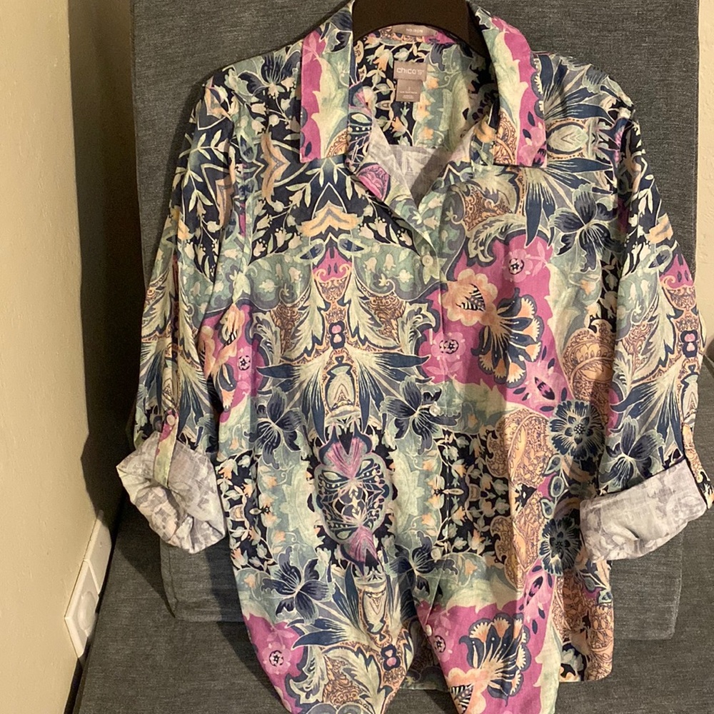 Chico’s Floral Button Down Blouse